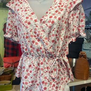 Alice Blue Red Floral Blouse